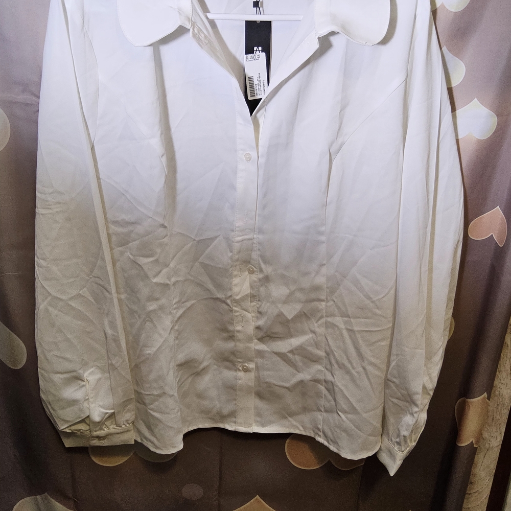 NWOT Size Large Allegra K Classic White Button Up Blouse with long sleeves - Picture 5 of 7